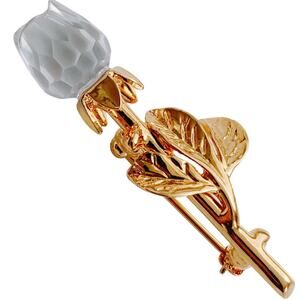 Vintage Swarovski Rose Pin Faceted Crystal 90s Y2K Small Rose Bud Floral Brooch